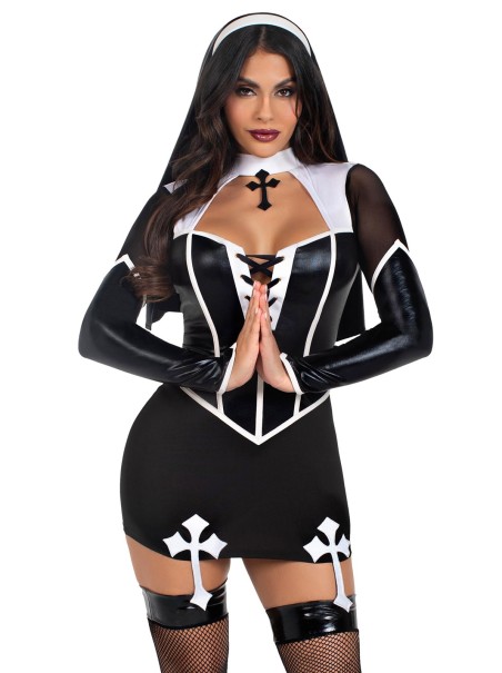 Leg Avenue costume da suora con abito e copricapo Leg Avenue costume da suora con abito e copricapo