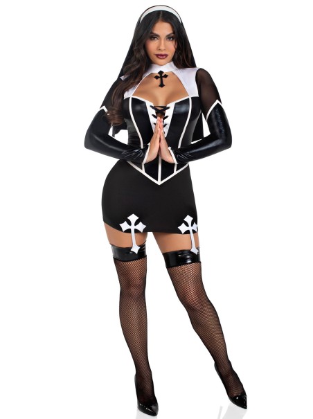 Leg Avenue costume da suora con abito e copricapo Leg Avenue costume da suora con abito e copricapo