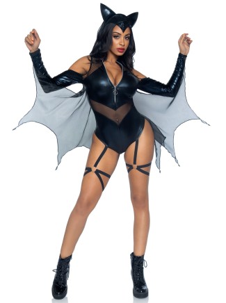 Leg Avenue costume da pipistrello con ali e cerchietto per Halloween