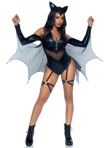 Leg Avenue costume da pipistrello con ali e cerchietto per Halloween Leg Avenue costume da pipistrello con ali e cerchietto per Halloween