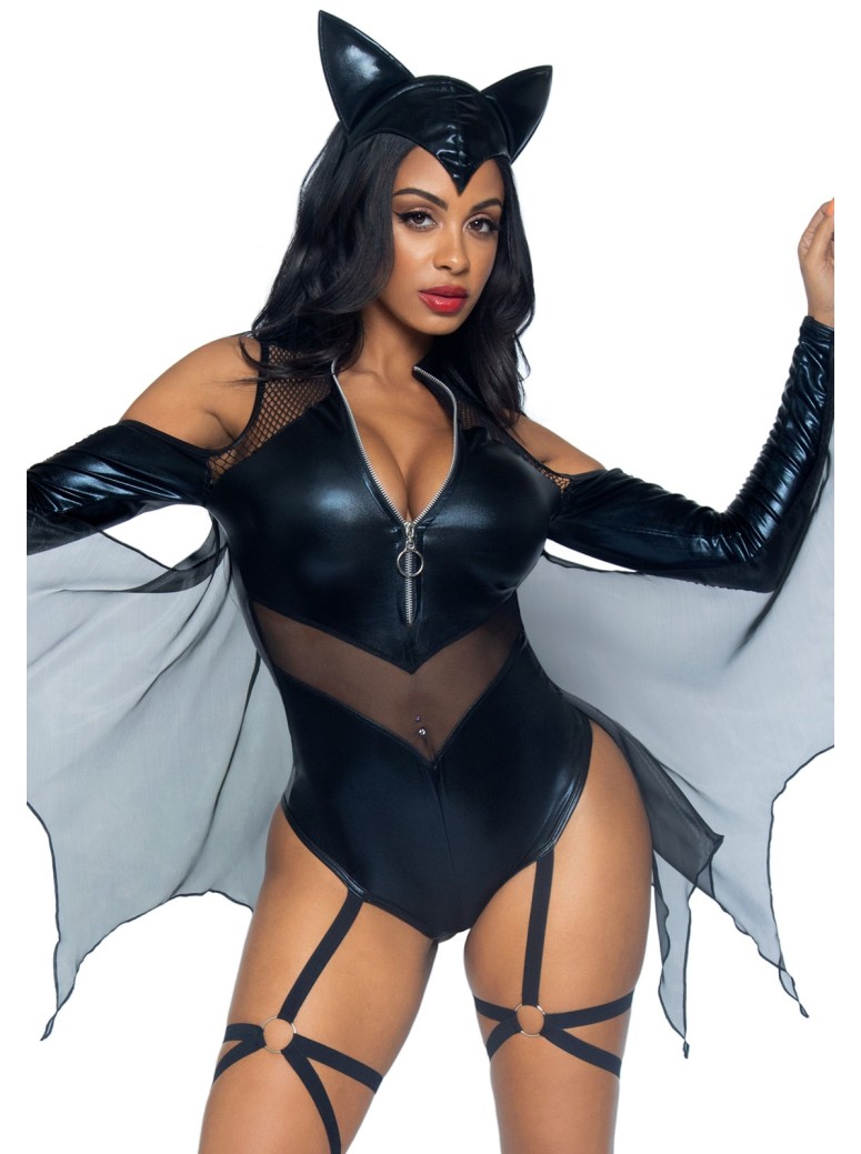 Leg Avenue costume da pipistrello con ali e cerchietto per Halloween