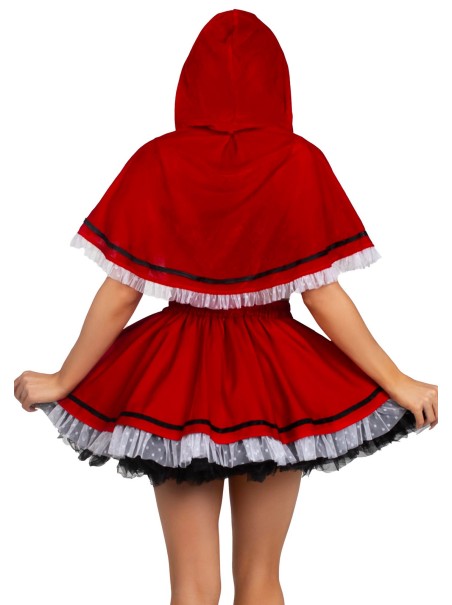 Leg Avenue travestimento Cappuccetto Rosso con top, gonna e mantello Leg Avenue travestimento Cappuccetto Rosso con top, gonna e mantello
