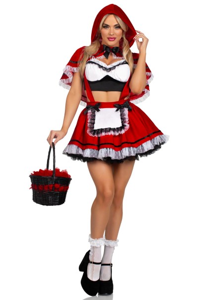 Leg Avenue travestimento Cappuccetto Rosso con top, gonna e mantello Leg Avenue travestimento Cappuccetto Rosso con top, gonna e mantello
