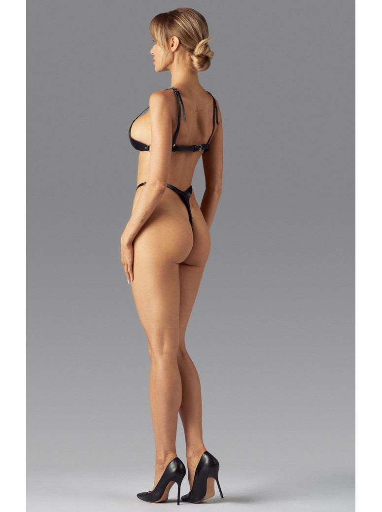 Obsessive audace body in ecopelle nera aperto Dame Controle