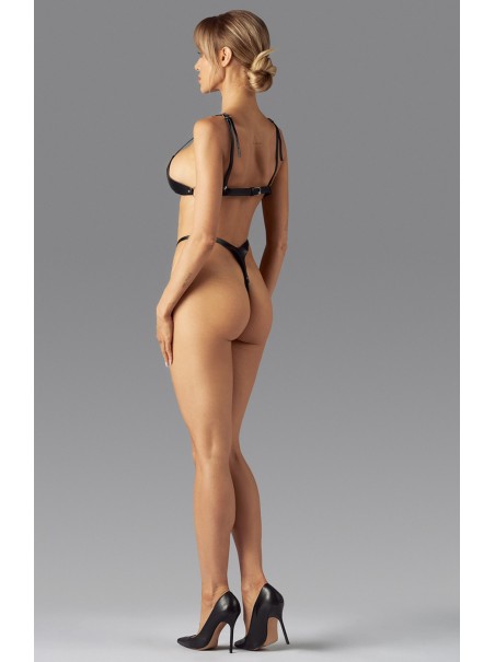 Obsessive audace body in ecopelle nera aperto Dame Controle