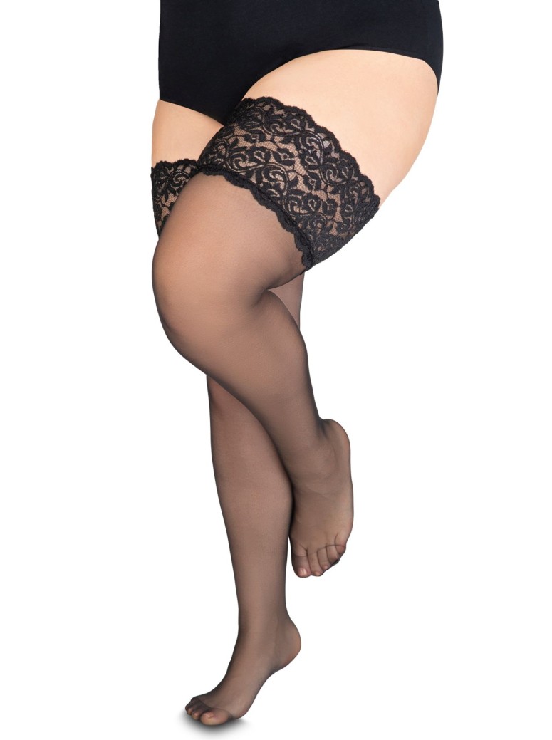 Annes calze autoreggenti Cecile con fascia in pizzo in 2 colori