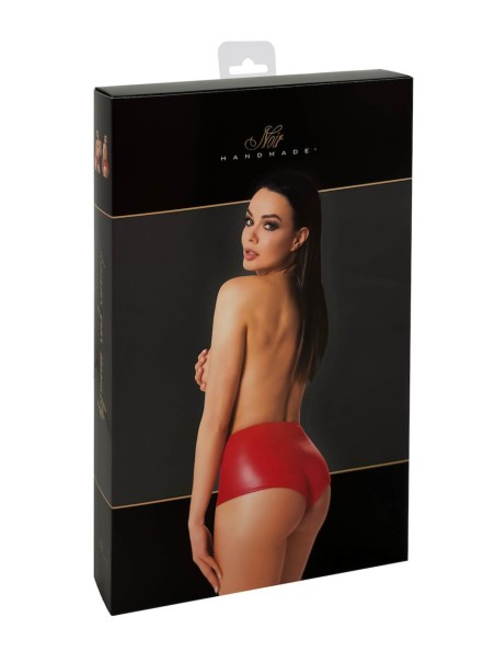 Noir Handmade shorts Rossi a vita alta in ecopelle elasticizzato