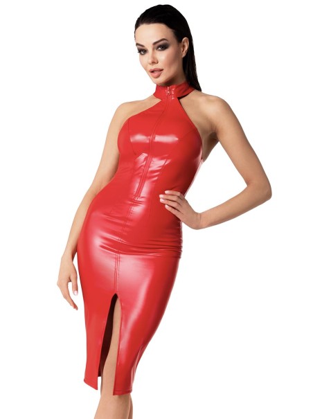 vestito rosso in ecopelle wetlook con cerniera Noir Handmade vestito rosso in ecopelle wetlook con cerniera Noir Handmade
