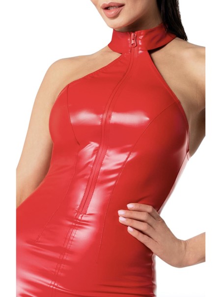 vestito rosso in ecopelle wetlook con cerniera Noir Handmade vestito rosso in ecopelle wetlook con cerniera Noir Handmade