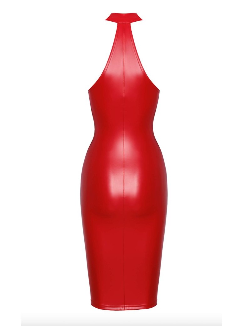 vestito rosso in ecopelle wetlook con cerniera Noir Handmade
