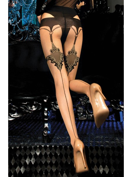 Ballerina sexy collant nudo con riga nera