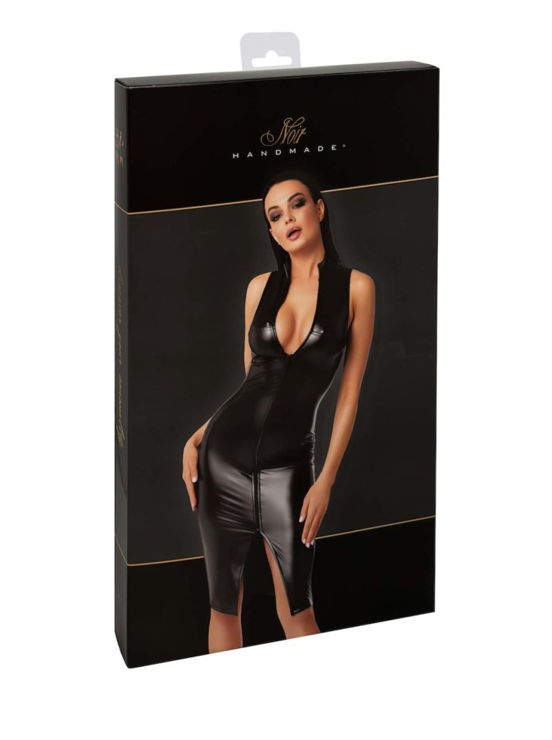 vestito lungo in tessuto wetlook con cerniera Noir Handmade