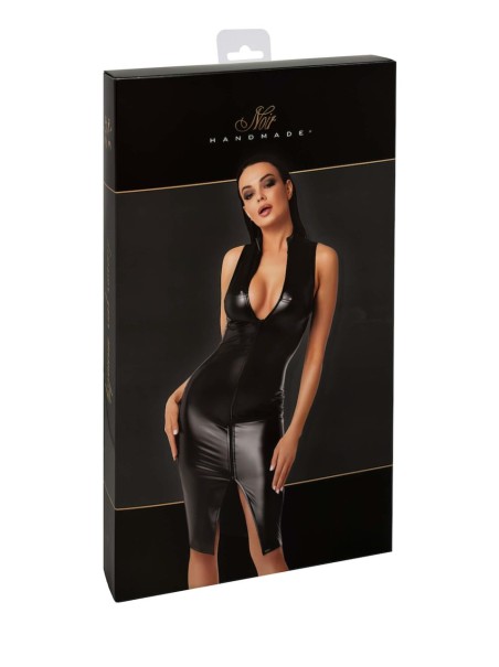 vestito lungo in tessuto wetlook con cerniera Noir Handmade