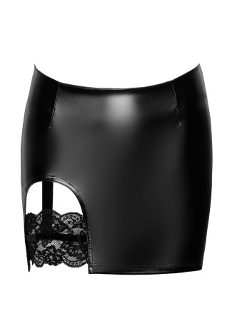 Minigonna in ecopelle wetlook con giarrettiera integrata Noir Handmade 2