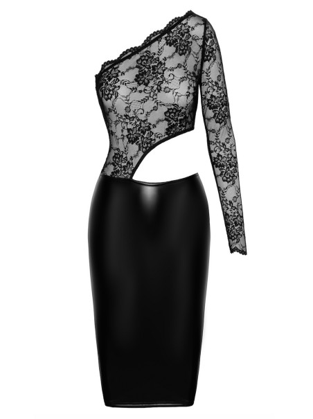 vestito in ecopelle wetlook e pizzo  Noir Handmade