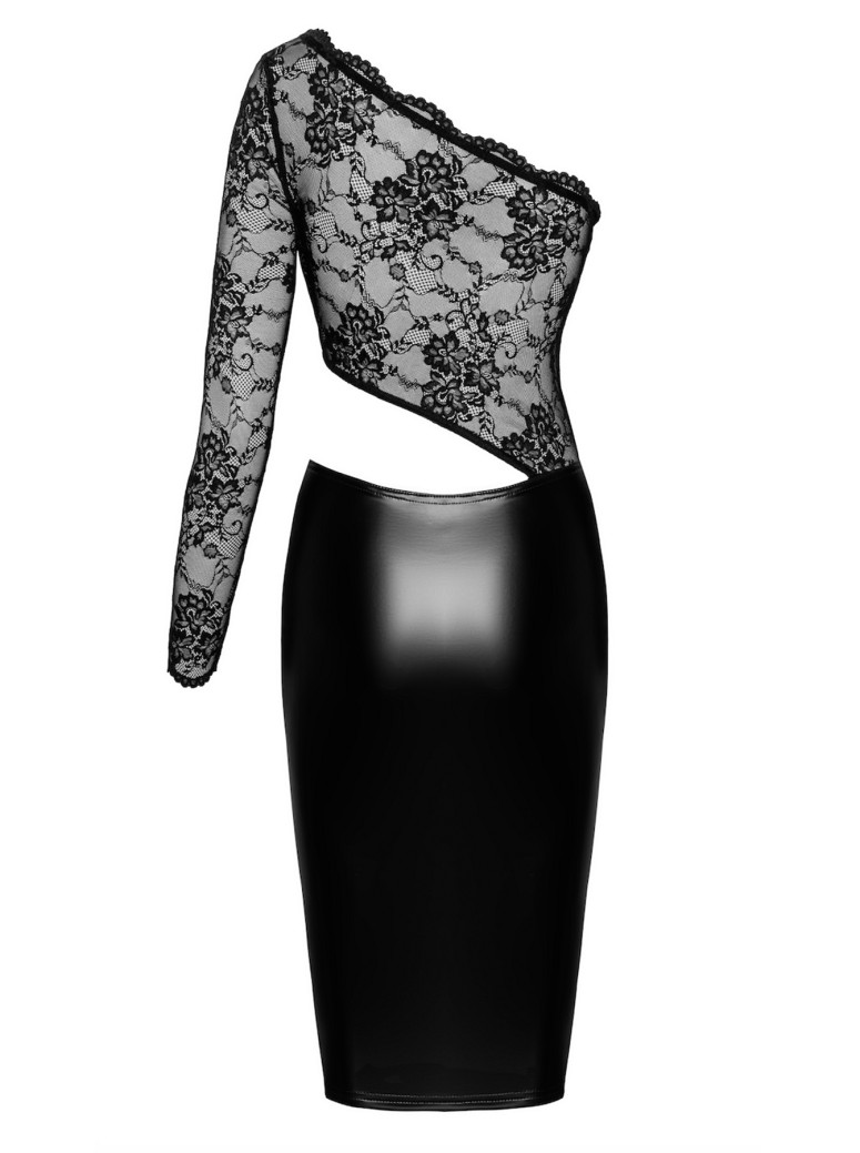 vestito in ecopelle wetlook e pizzo  Noir Handmade