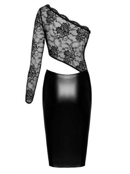 vestito in ecopelle wetlook e pizzo  Noir Handmade