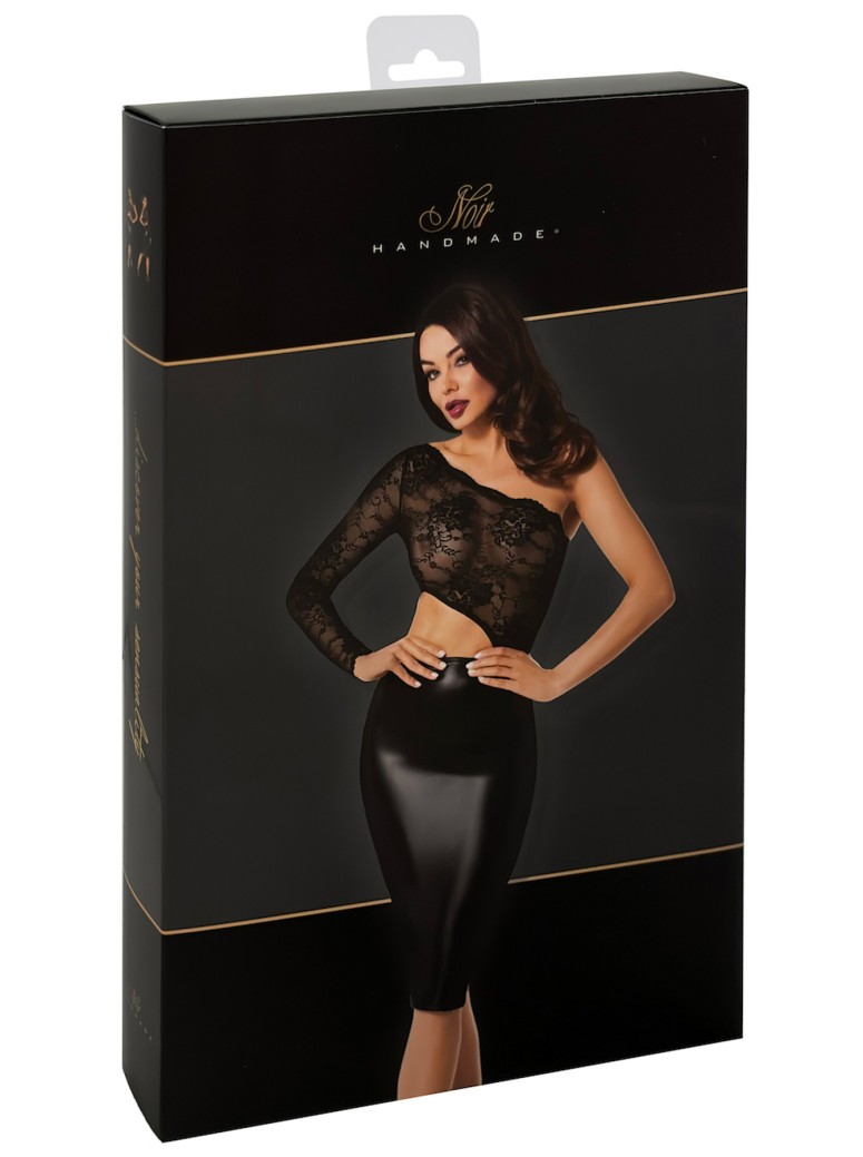 vestito in ecopelle wetlook e pizzo  Noir Handmade