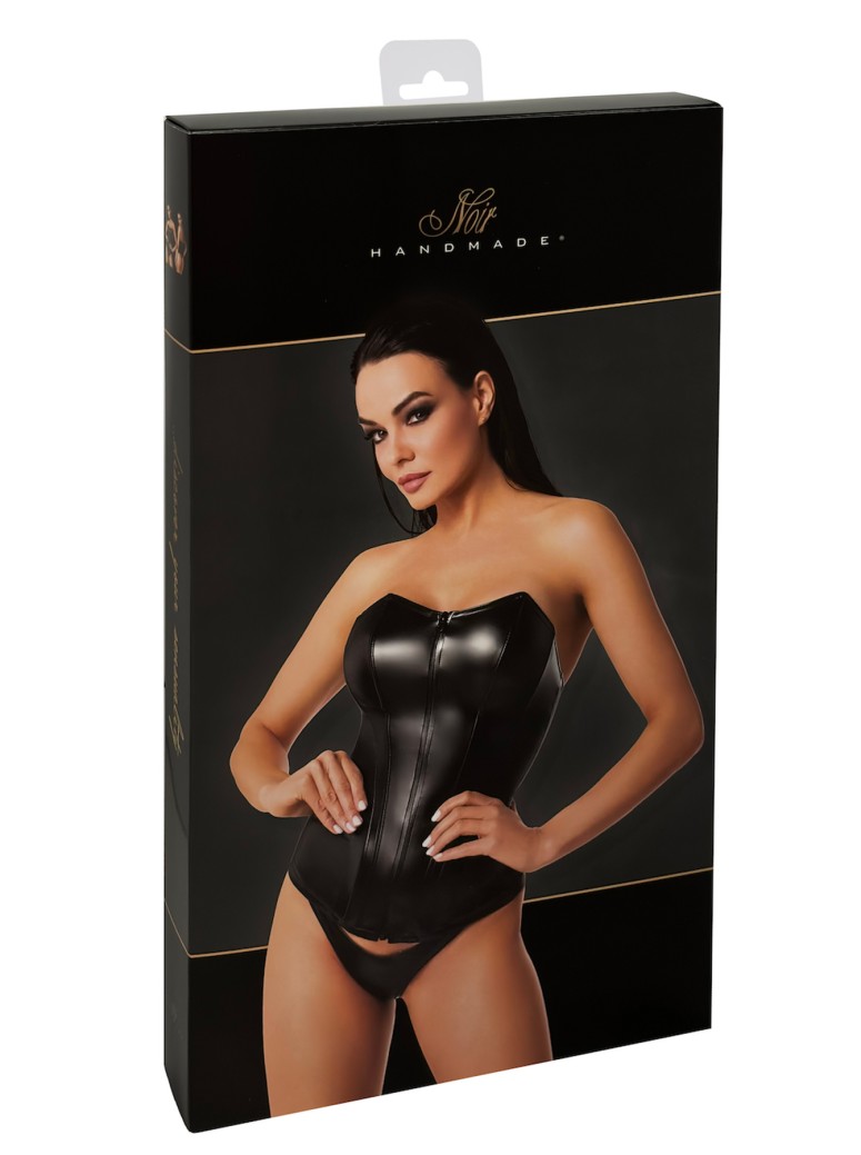 corsetto in ecopelle wetlook con cerniera Noir Handmade