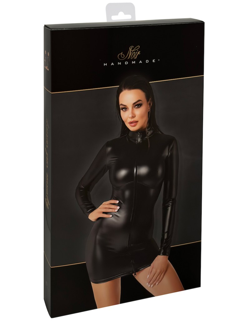 dress in ecopelle wetlook con cerniera a 3 vie  Noir Handmade