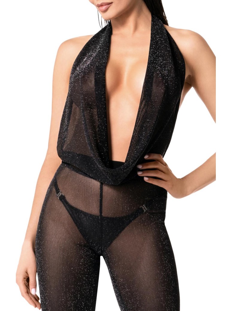 sensuale tuta trasparente con glitter Noir Handmade