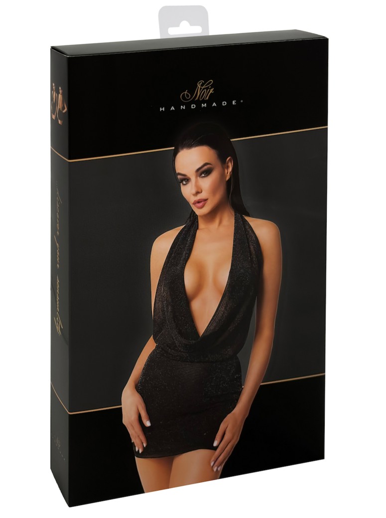 vestitino con scollo all'americana trasparente glitterato Noir Handmade