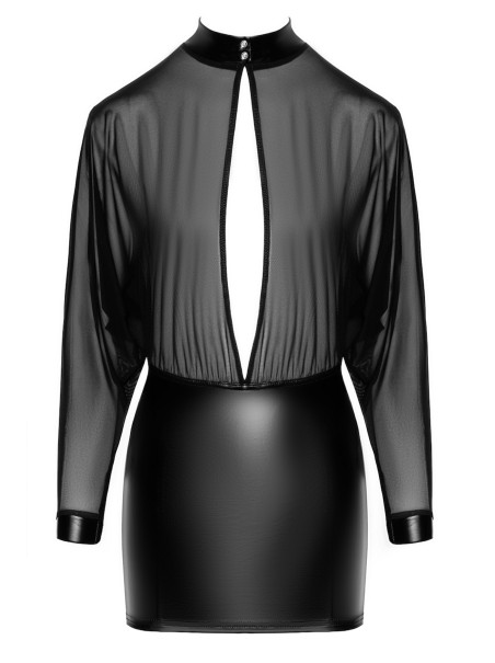 vestito top trasparente e gonna in ecopelle Noir Handmade