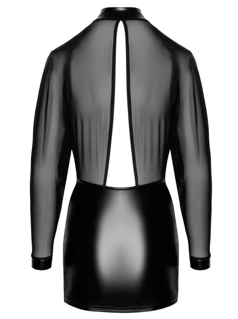 vestito top trasparente e gonna in ecopelle Noir Handmade