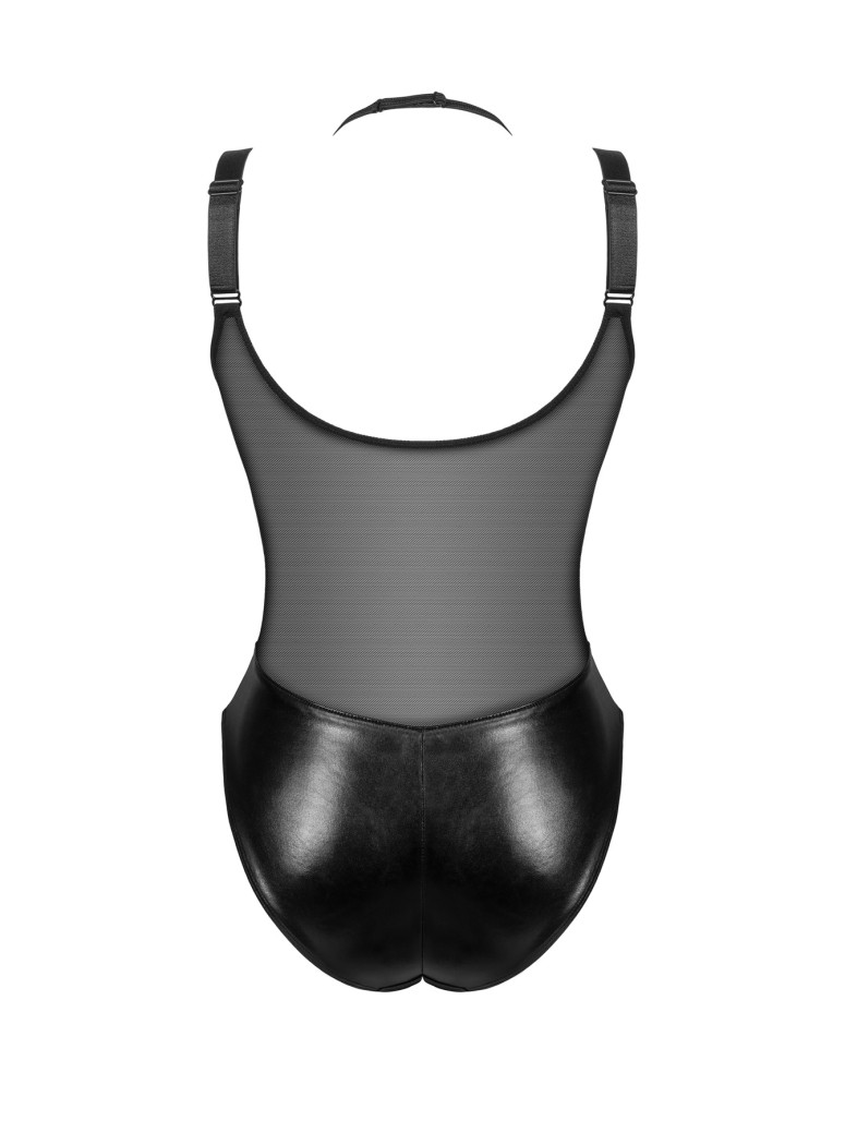 Beauty Night body Roxana in ecopelle wetlook e tulle con zip