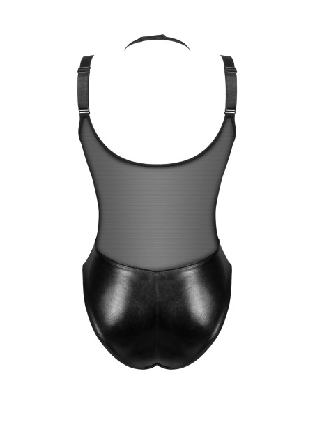 Beauty Night body Roxana in ecopelle wetlook e tulle con zip Beauty Night body Roxana in ecopelle wetlook e tulle con zip