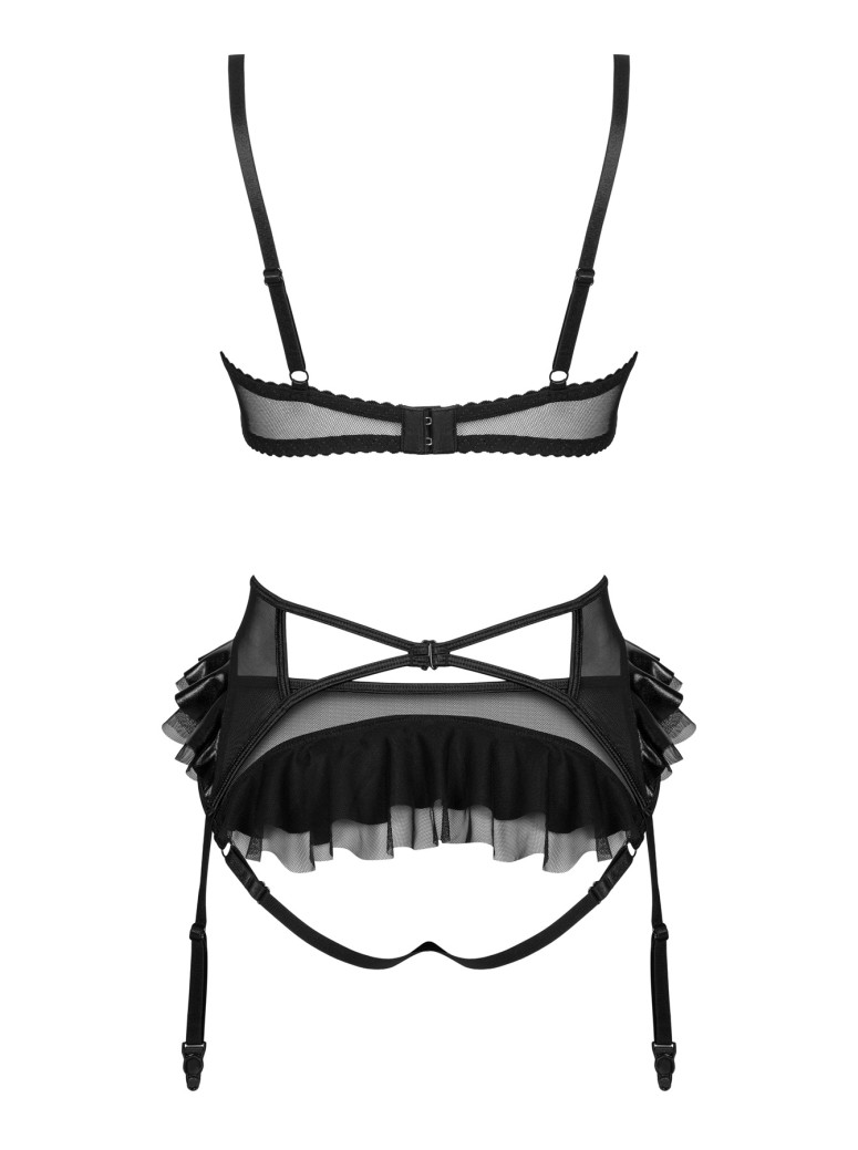 Beauty Night completino con reggicalze in pizzo e ecopelle Rafaella