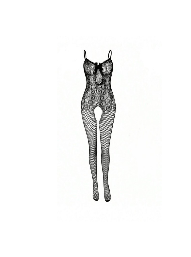 Bodystocking Nera Sensuale con fiocco in raso Magali LivCo
