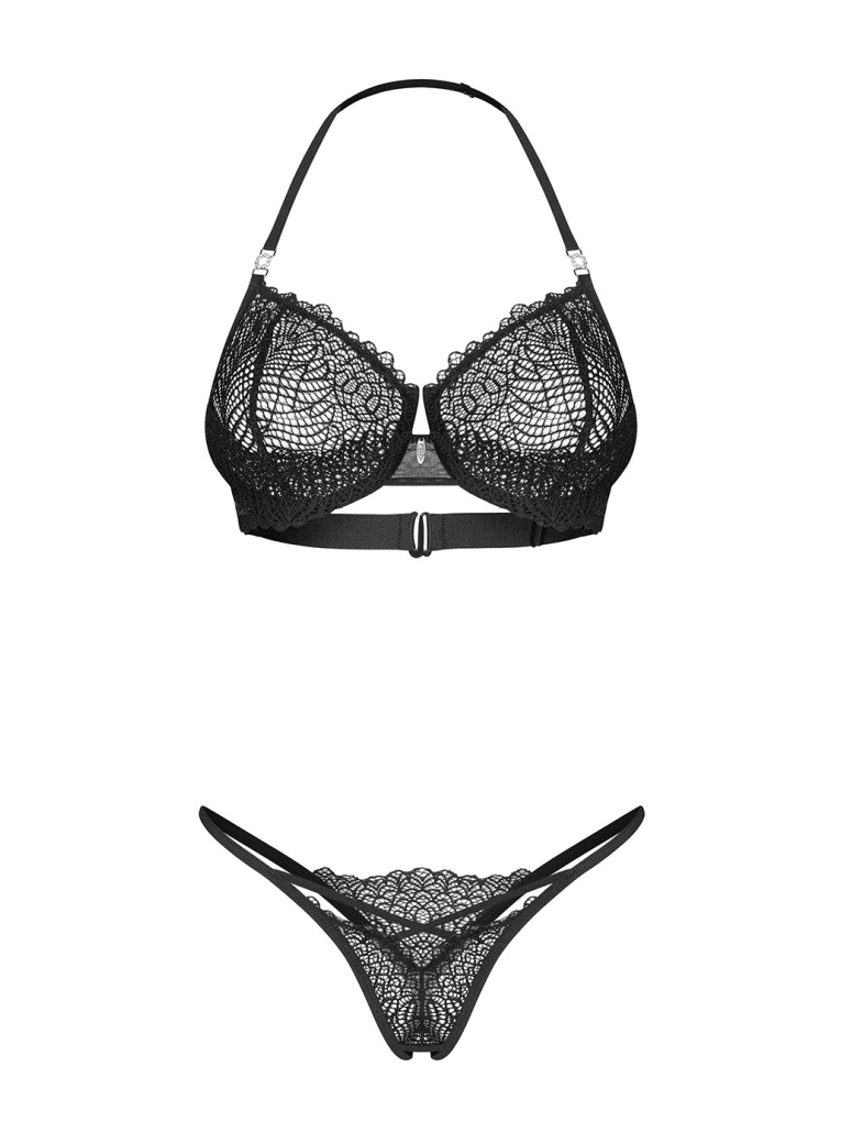 Iliosa set in pizzo con perizoma aperto firmato Obsessive