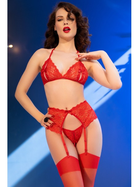 Completino rosso in pizzo con aperture firmato Chilirose