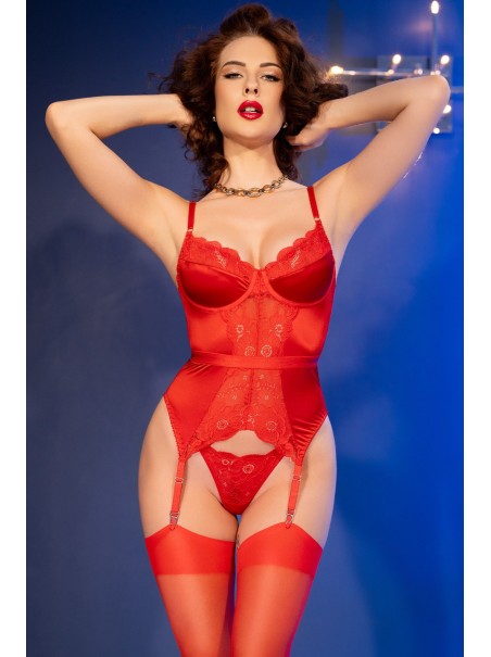 Corsetto rosso con perizoma e calze by Chilirose Corsetto rosso con perizoma e calze by Chilirose