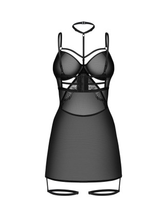 Obsessive Chemise nera Arrowel con choker e giarrettiere 2