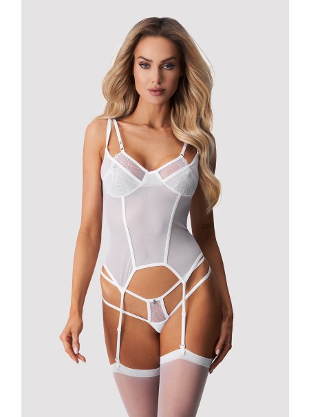 Obsessive Corsetto bianco Arrowel in tulle con ferretto