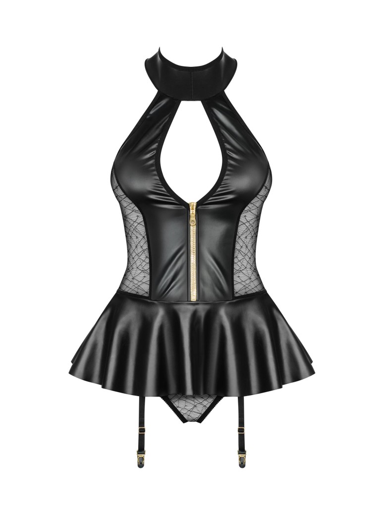 Corsetto effetto bagnato con pizzo Obsessive 859