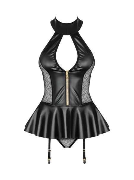 Corsetto effetto bagnato con pizzo Obsessive 859