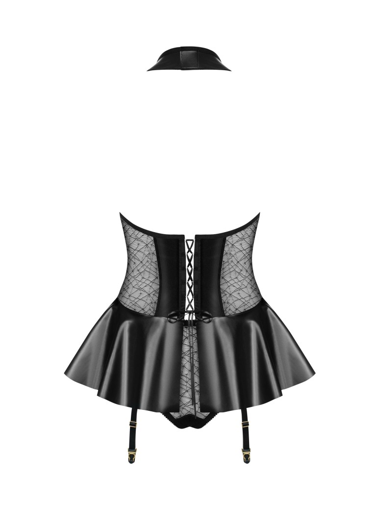 Corsetto effetto bagnato con pizzo Obsessive 859