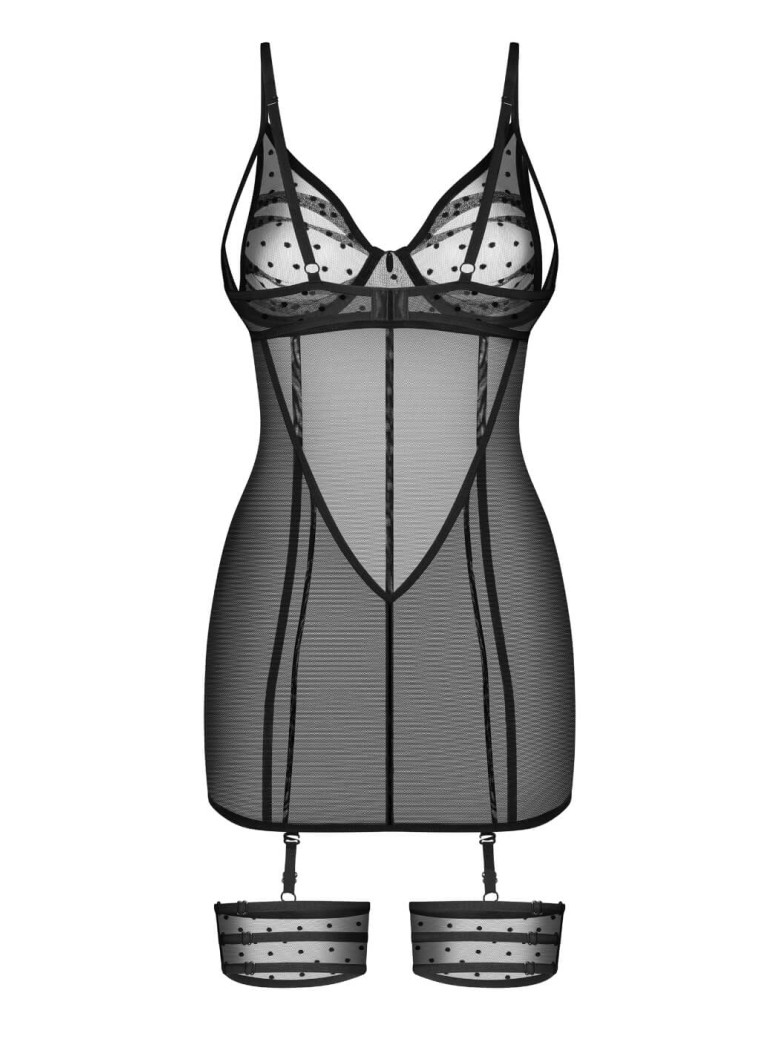 Obsessive Chemise Nuites in tulle con giarrettiere