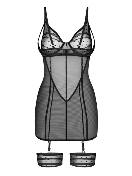 Obsessive Chemise Nuites in tulle con giarrettiere