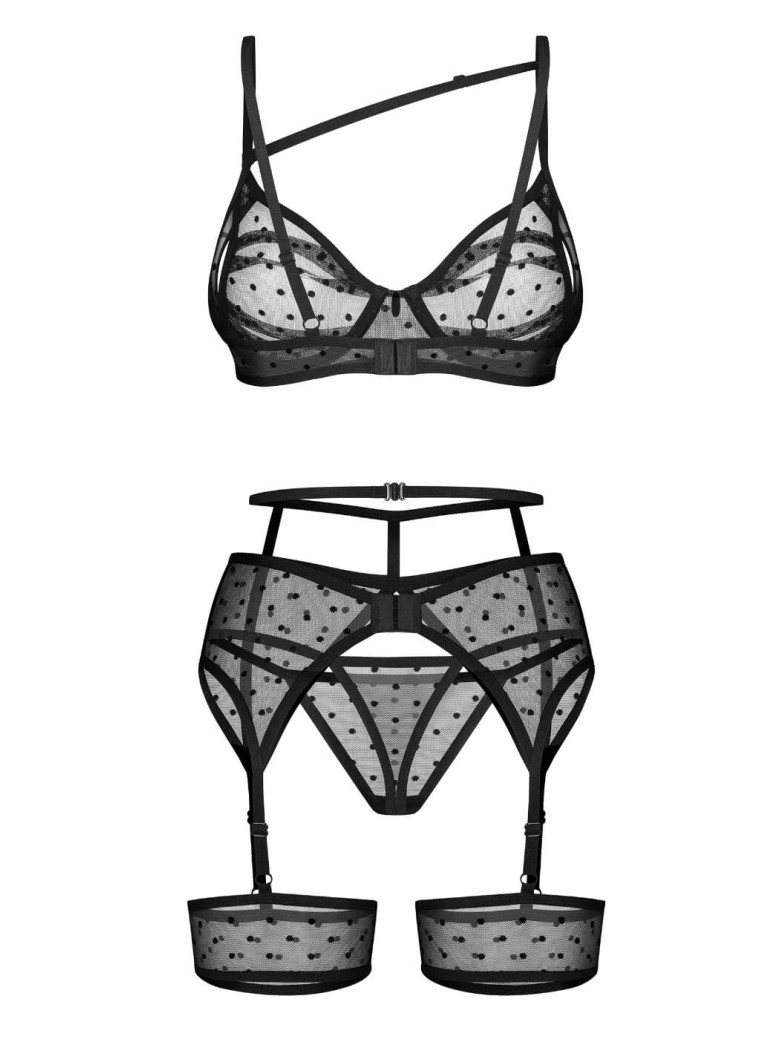 Obsessive Completino set intimo 3 pezzi con giarrettiere Nuites