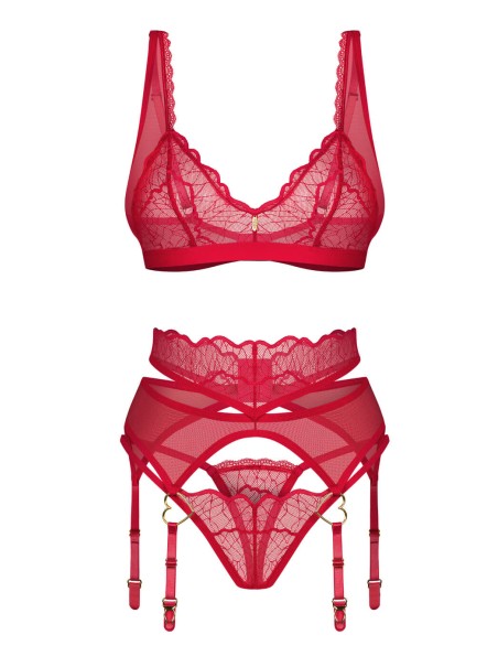 Obsessive Completino intimo rosso Cupide Desir con reggicalze