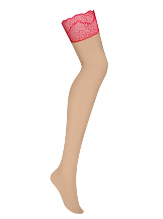 Obsessive Calze per reggicalze nudo con balza rossa Cupide Desir 2