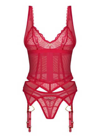 Obsessive Corsetto rosso Cupide Desir con perizoma coordinato 2