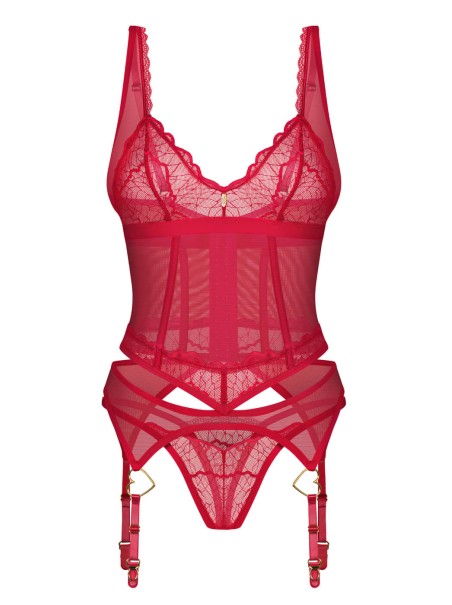Obsessive Corsetto rosso Cupide Desir con perizoma coordinato Obsessive Corsetto rosso Cupide Desir con perizoma coordinato