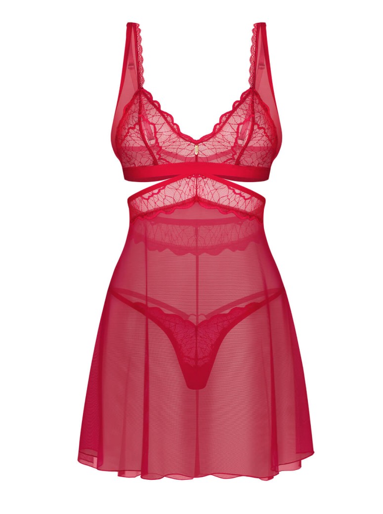 Obsessive Babydoll rosso Cupide Desir con perizoma coordinato