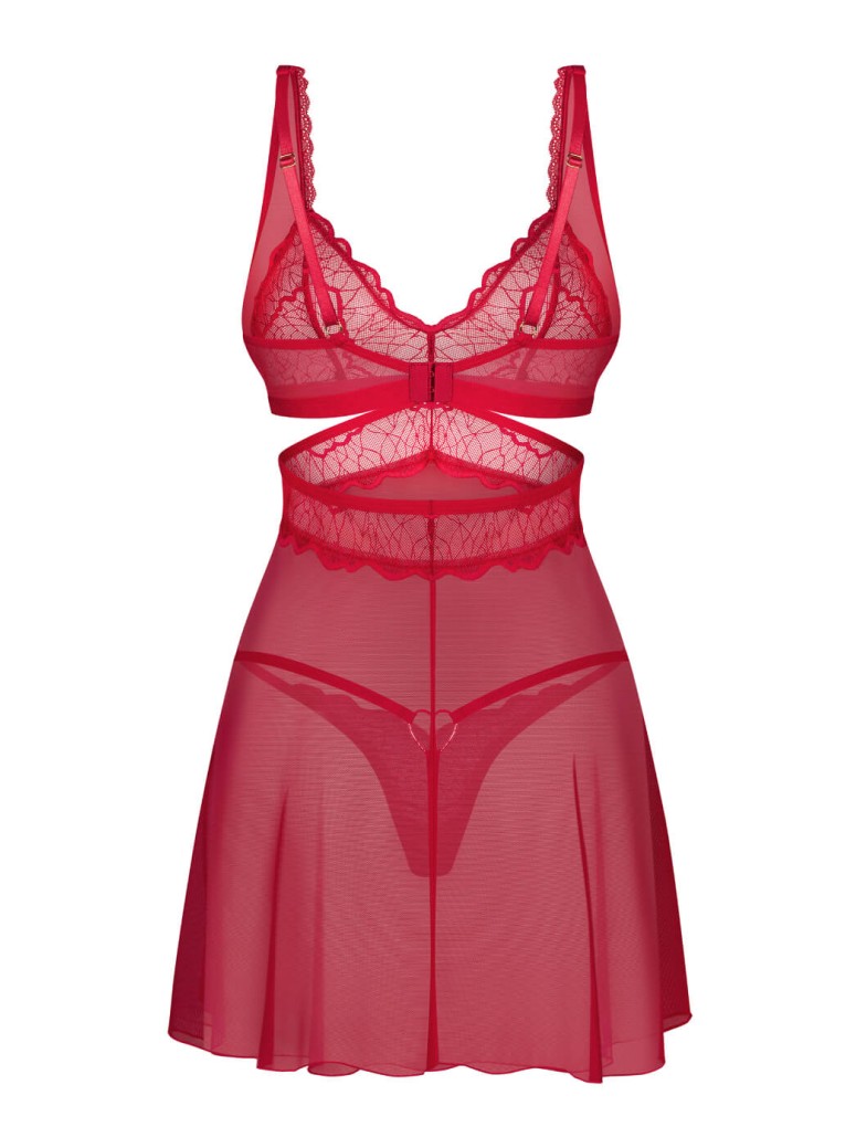 Obsessive Babydoll rosso Cupide Desir con perizoma coordinato