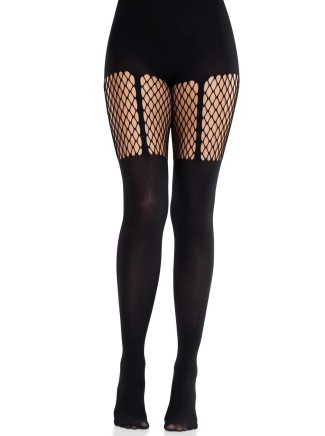 Collant coprenti con effetto reggicalze e dettaglio in rete